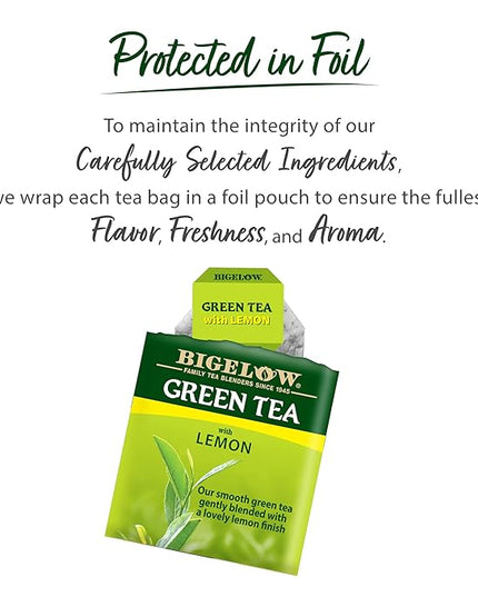 Bigelow Tea Green Tea Variety Pack, Classic Green Tea, Lemon, Pomegranate, Mint, Peach and Constant Comment Flavors, 20 Count Box (Pack of 6), 120 Total Tea Bags