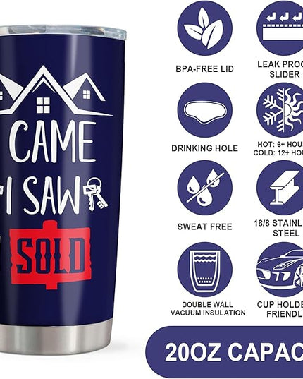 Realtor Gifts - Real Estate Agent & Closing Gifts for Women & Men, Realtor Supplies - 20oz Tumbler