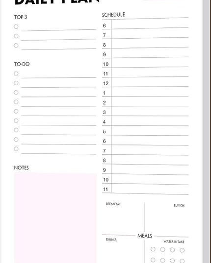 Daily Planner Notepad - A5 Calendar, Scheduler, Organizer with Priority, To Do List, Appointments, Notes, Meals and Water Intake Tracker, 50 Undated Tear-Off Sheets Planning Pad, 5.8"x8.25"