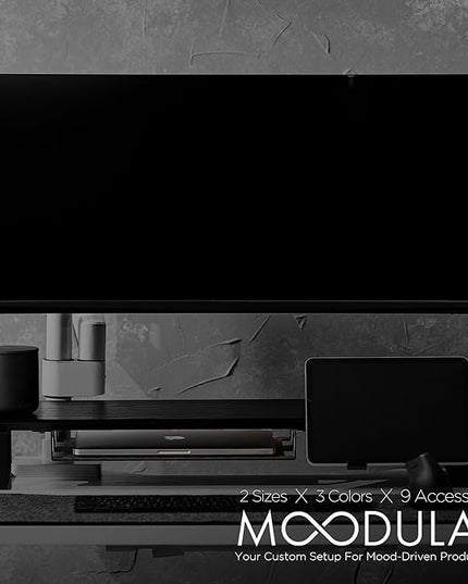 Moodular Add-ons Storage Tray [Accessory Only - Requires Moodular Wooden Monitor Stand Slide Rails for Use] Black MSA-TR