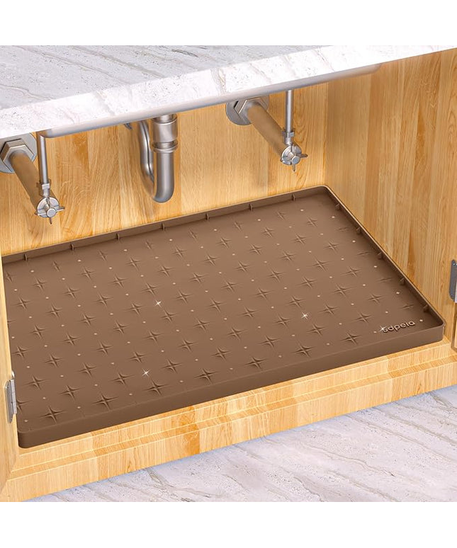 Sdpeia Under Sink Mat 31"×22" Waterproof Silicone Cabinet Liner & Sink Protector for Kitchen & Bathroom, Multi-Purpose Organizers Tray for Pets, Laundry, Cat Litter Mat