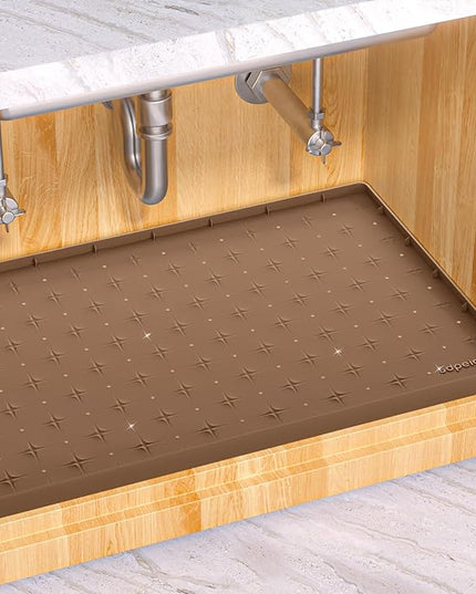 Sdpeia Under Sink Mat 34"×22" Waterproof Silicone Cabinet Liner & Sink Protector for Kitchen & Bathroom, Multi-Purpose Organizers Tray for Pets, Laundry, Cat Litter Mat