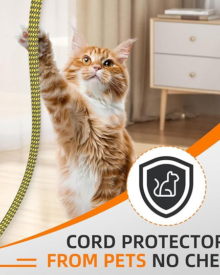 Braided Expandable Cable Sleeve, 25ft PP Cotton and PET Braided Cable Management, Flexible Mesh Wire Loom and Cable Protector for TV, Computer, Home Theater, Automotive (Yellow, 1/2")