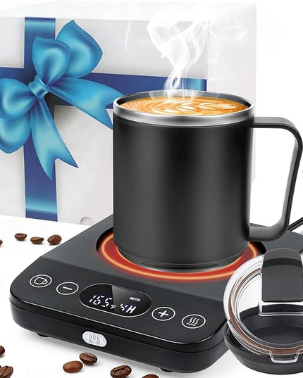 Coffee Mug Warmer & Mug Set, 30W Coffee Cup Warmer with 16oz Cup for Desk with Auto Shut Off, Timer Function, Smart Mug Heater for Heating Coffee, Tea, Candle, Beverage, Gifts