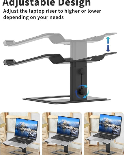 SOUNDANCE Adjustable Laptop Stand for Desk, Computer Stand, Ergonomic Laptop Riser Holder Compatible with 10 to 17.3 Inches Notebook PC Computer, Aluminum Black