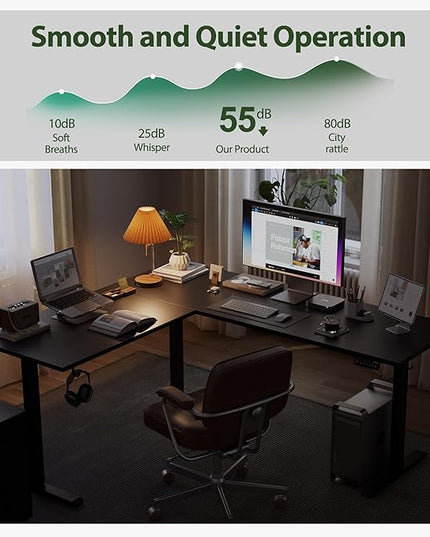 Agilestic L-Shaped Standing Desk Adjustable Height, Electric Corner Standing Desk, Sit Stand Up Desk, 75x61 inch Sit Stand Computer Table, Black