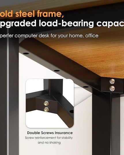 Need 54.3 Inch Large Computer Desk, Modern Simple Style Desk for Home Office, Basic Writing Table for Study Student, Teak