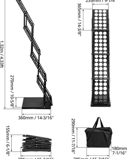 QWORK Magazine Brochure Display Rack Stand, 4 Pocket Foldable Literature Catalog Rack Book Holder Tradeshow Display Stand, for Office Store and Exhibition Trade Show (Black)