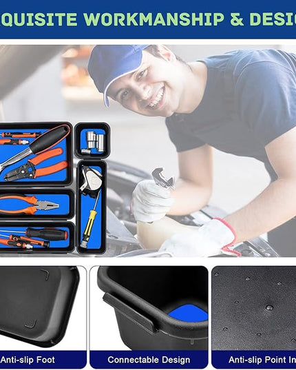 Tool Box Organizer, Tool Drawer Organizer Tray Divider, Toolbox Organization, Garage Tool Organizers and Storage, Tool Box Accessories for Rolling Tool Chest Cabinet (Blue (47PCS))