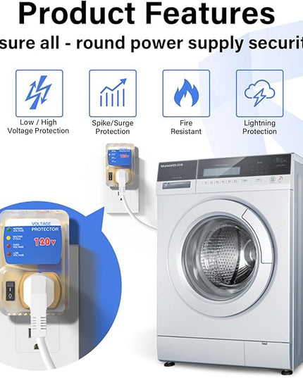 [ETL Listed] BSEED Surge Protector, Outlet Voltage Protector for Home Appliances, Power Surge Protector Suit for Refrigerator, Computer and Freezer, Adjustable Voltage Regulator, 120V, 1800W, 1 Pack