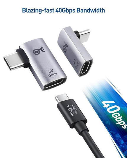 Cable Matters Combo-Pack 40Gbps Right Angle USB-C Adapter Kit, Up to [4K@240Hz Video, 240W Charging, 40Gbps Data Transfer] 90 Degree USB C Adapter, Compatible with Thunderbolt 4, iPhone 16, Steam Deck