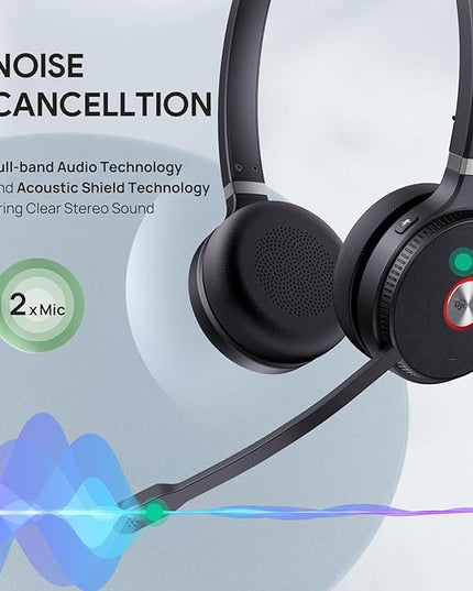 Yealink WH62 DECT Mono Teams Wireless Headset, 525 ft Range Work Headphone with 2X Noise Canceling Mic for IP Phone and Computer, Single Ear Headset with Call Control, Ringer,13H Talk Time