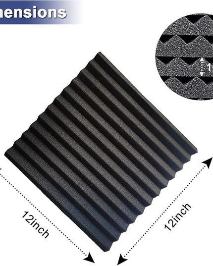 52 Pack Acoustic Foam Panels,1" x 12" x 12"Acoustic Wedge Studio Foam Sound Absorption Wall Panels (Black)