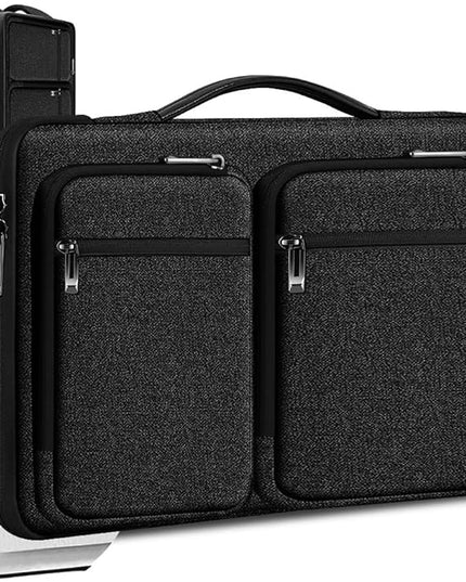 Hseok Laptop Case 15 15.6 16 inch Sleeve with Handle and Hidden Strap,Compatible with MacBook Pro 15.4 16, 360° Protective PC Briefcase with 4 Pockets for Laptop Accessory,Easy to Carrying,Black