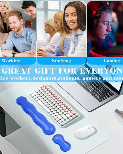 Gel Wrist Rest for Keyboard and Mouse, Wrist Rest for Keyboard, Mouse Wrist Support, Pain Relief, Cool Touch, Non-Skid, Keyboard and Mouse Wrist pad Set