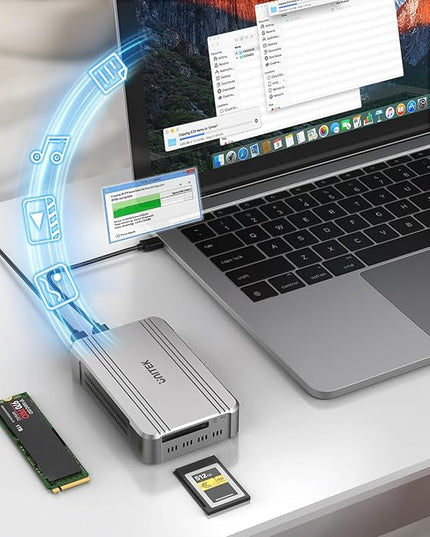 Unitek 40Gbps CFexpress 4.0 Type B Card Reader and M.2 PCIe&NVMe SSD Adapter/Reader, USB4.0 CF Express Reader for CFexpress Type B, PCIe4*2, Fast Transfer for Professional Filmmakers and Photographers