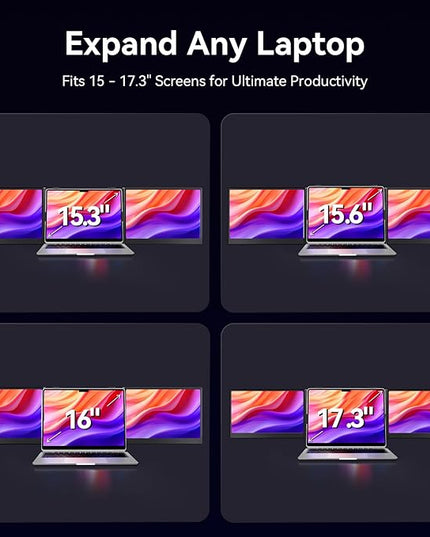 15.3" Laptop Triple Screen Extender Portable, One Cable Connection Laptop Monitor FHD 1080P IPS, Ultra Thin Dual Monitor for 13-17" Laptops, Plug & Play Compatiable with Win/Mac/Chrome/Android/Switch
