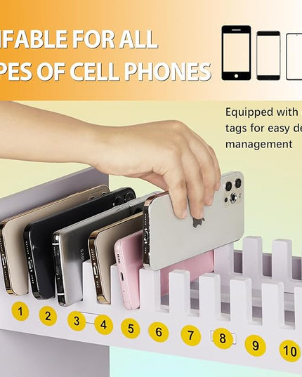 Cell Phone Holder Classroom Cell Phone Storage 2-Tier Multiple Cell Phone Stand Rack with 1-30 Number Stickers PVC Board Mobile Phone Holder Desktop Organizer for Classroom Office (30 Slots)