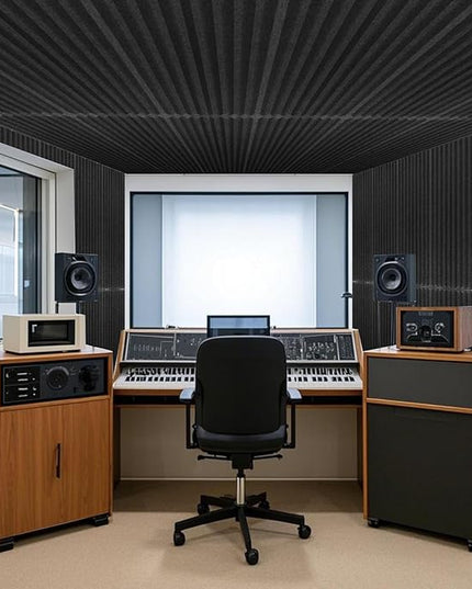Art3d 10-Pack Peel and Stick Acoustic Panels with Acrylic Tape - 12 x 48 inches, Self Adhesive Sound Absorbing Polyester Wall Panels for Home Office Studio, Black