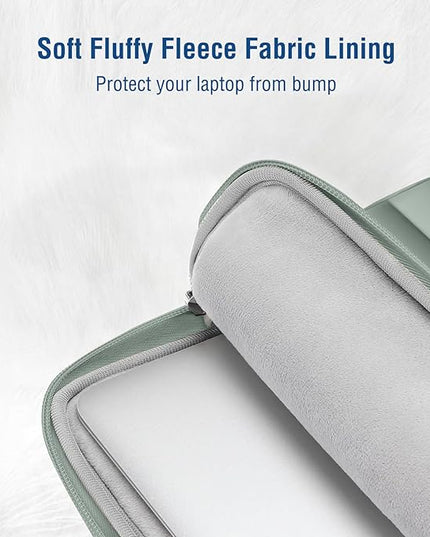 MOSISO 13.3 inch Laptop Case, 13-13.3 inch Puffy Laptop Sleeve Compatible with MacBook Air 13 13.6 M4 M3 M2 M1/Pro 13/Pro 14, HP Dell ASUS Lenovo,Polyester Horizontal Bag with Small Case,Antique Green