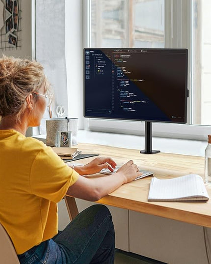 WALI Single Monitor Mount, Single Monitor Arm Desk Mount,Desk Monitors Stand, Holds Screen Up to 32inch, 22lbs, Adjustable Mount with C-CLAMP Designed for Home Office Application(M001), Black