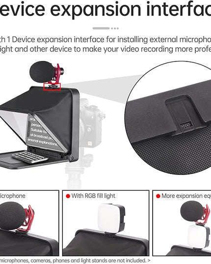 LENSGO Portable Teleprompter for iPad Tablet Smartphone DSLR Camera 7.9'', APP Compatible with iOS & Android System for Online Teaching Vlog Live Streaming Interview (TC7 for phond/ipad/Camera)