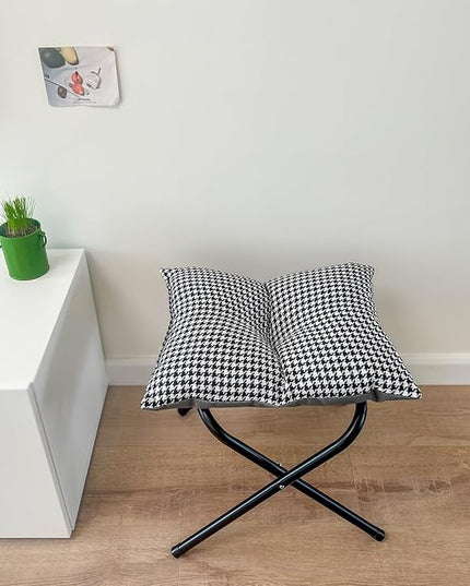 Foldable Foot Rest Stool for Under Desk or Sofa - Office Footrest Ottoman, Portable Leg Rest for Home & Office (Houndstooth)