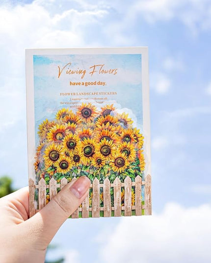 AurriiLeaf Viewing Flowers PET Sticker Set, 120PCS Floral Ephemera for Scrapbooking, Journaling, Crafting, DIY Projects, Diaries, and Art Supplies