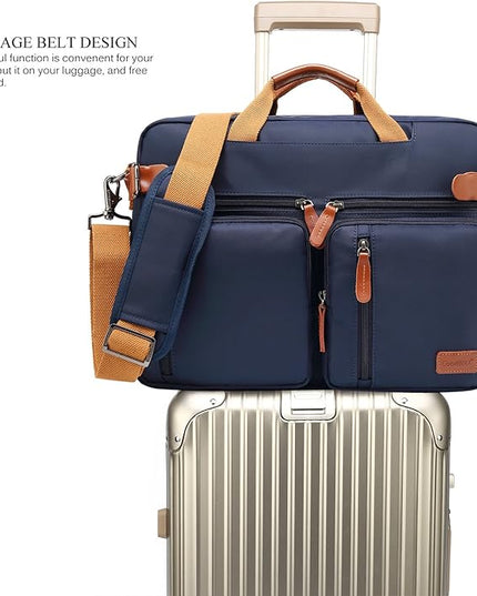CoolBELL Convertible Backpack Messenger Shoulder Bag Laptop Case Handbag Business Briefcase Multi-Functional Travel Rucksack Fits 15.6 Inch Laptop for Men/Women (Blue)