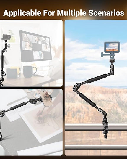 NEEWER 22" Magic Arm w Desk C Clamp, Overhead Camera Mount with Articulating Mic Boom Arm 1/4" 3/8" Threads for ARRI, Desktop Stand Holder for Phone Microphone Webcam Action Camera Video Light, UA057