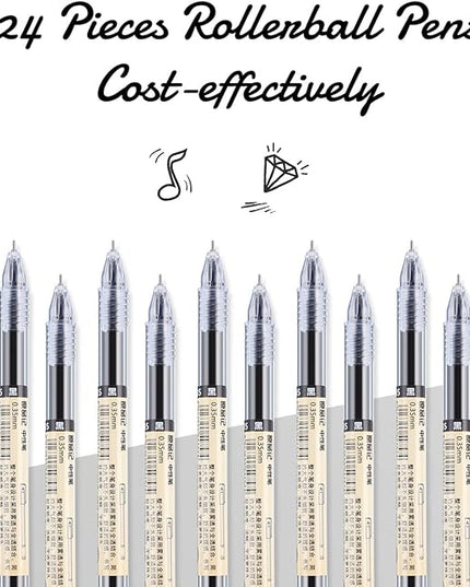 Chinco 24 Pieces 0.35 mm Black Gel Ink Pen Japanese Stationery Extra Fine Chinese Ballpoint Pen for Office School Korean Stationery Supply