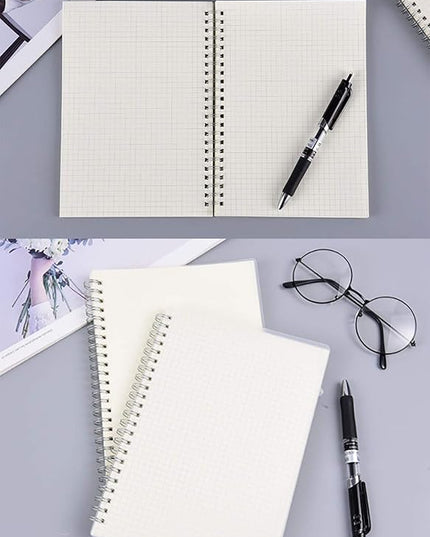 Yansanido Spiral Notebook, 3 Pcs A5 Thick Plastic Translucent Frosting Hardcover Graph Paper 80 Sheets -160 Pages Journals for Study and Notes (A5 5.7" x 8.3"- Grid 3pcs)