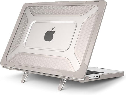 Batianda Extreme Heavy Duty Case for New MacBook Air 13.6 inch 2025 M4 2024 2022 A3240 A3113 A2681 - Anti-Slip Rubberized Stand (Holds 25lbs) Honeycomb Exoskeleton Max Cooling & Stability - Rock Gray