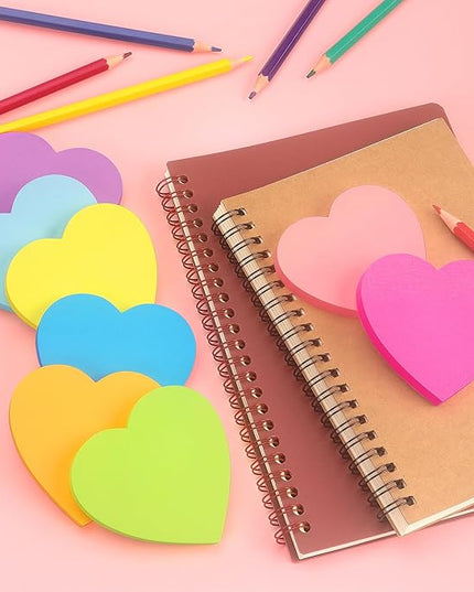 SIMONA Heart Shape Sticky Notes 8 Color Bright Colorful Sticky Pad 75 Sheets/Pad Self-Sticky Note Pads