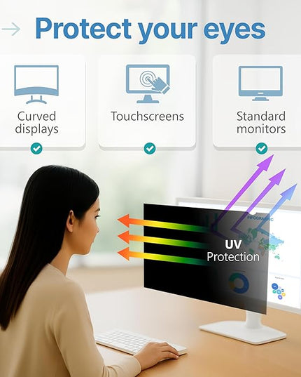VINTEZ [2 Pack] 24 Inch 16:9 Privacy Screen for Computer Monitor and Laptop - Anti Glare Protector Film Blue Light Filter Eye Protection - Computer Screen Privacy Shield