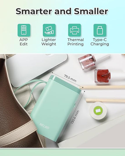 Nelko Label Maker Machine with Tape, P21 Bluetooth Label Printer, Wireless Mini Label Makers with Multiple Templates for Organizing Office Home, Green