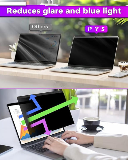 PYS macbook air 13 inch privacy screen Compatible with MacBook Air 13.3'(Released in 2018-2021: A1932,A2179,A2337)-Anti Glare，Webcam Cover Slider，Provide Privacy, Ultra Slim，Easy On