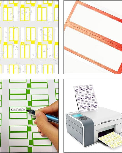 300 PCS Waterproof Cable Tags, 10 Colors Wire Labels for Management, Color Border Cord Labels Can Write On, Self Adhesive