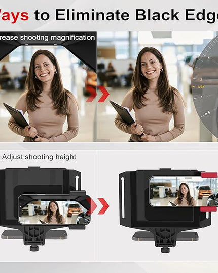 7.7-Inch Mobile Teleprompter, 3-in-1 Handheld/Desktop/Monitor Modes, HD 70/30 Optical Beam Splitter, Remote Control, Compatible with iOS & Android Tablets