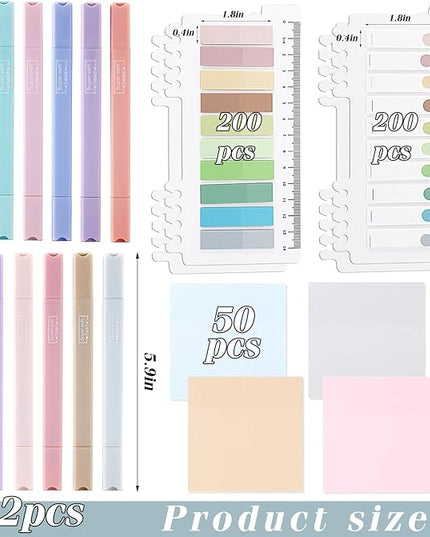 Lestp 22 Pcs Bible Study Supplies Bible Highlighters No Bleed Assorted Colors Pens 1000 Sheets Transparent Sticky Notes with 2 Black Pens Pastal Highlighters Dual Tips Morandi Book Tabs Sticky Index