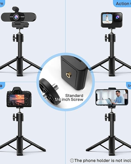 EMEET C960 Webcam with Tripod, 1080P Webcam with Microphone, Adjustable Height Mini Tripod, C960 Web Camera with Privacy Cover, Plug & Play with Stand for Zoom/Skype/YouTube/FaceTime