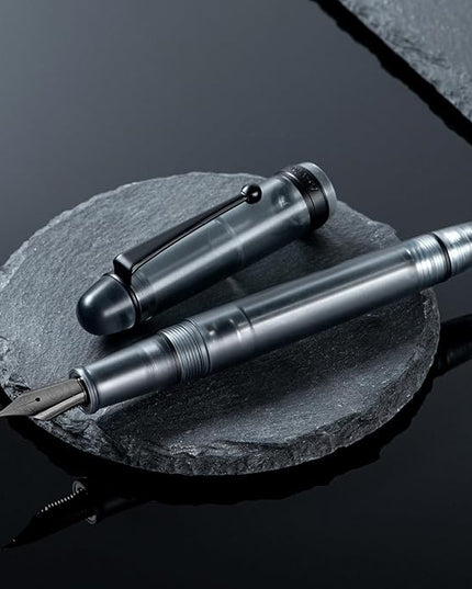 Asvine V126 Vacuum Filling Fountain Pen, Matte Black Acrylic Extra Fine Nib, Large-Capacity Pen with Gift Case