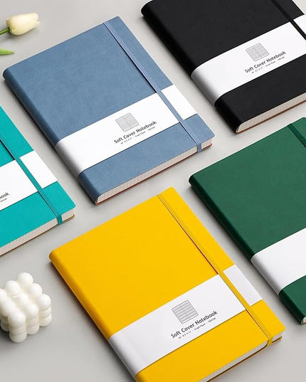 AHGXG Graph Paper Notebook - Grid Paper Notebook Large A4 8.5''×11'', 320 Pages Thick Journal, 100gsm Thick Graph Paper, Leather Softcover, Inner Pocket - Cyan