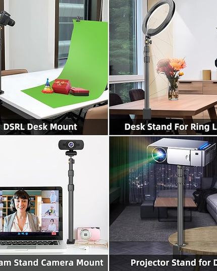 Camera Desk Mount Table Stand with Ball Head, Adjustable Light Stand with 1/4" Screw & C Clamp for DSLR Camera, Ring Light, Live Streaming, Photo Video Shooting