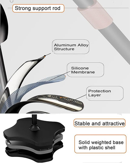 Mic Stand Floor with Boom Arm Microphone Stand with Heavy Weighted Base, Adjustable Height 25" to 69", Music Stand with Mic Holder, Cable Clips for Performance, Podcast, Recording Studio, Karaoke