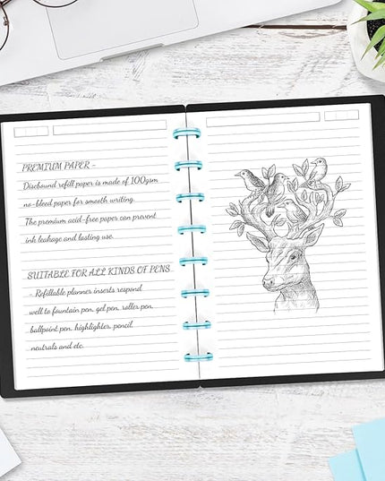 Discbound Refill Paper, Disc Paper Refill for Note-Taking System Discbound Planner Inserts with 240 Pages, 5 Sheets Dividers,White Paper Refill, Letter Size 8.5" x 11 "