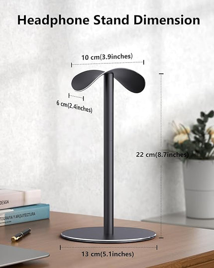 Headphone Stand for AirPods Max, Headset Stand for Desk with Curved Headphone Rest & Anti-Slip Base, Aluminum Alloy Headphones Holder for On-Ear/Over-Ear Headphone/Gaming Headset, Black