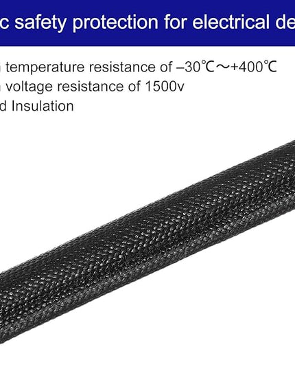 MECCANIXITY 5Pcs Wire Insulation Braid Fire Sleeve,9.8Ft-7mm ID Black, High Temp Silicone Coated Fiberglass Sleeving for Automotive Hose Lines Electrical Wiring