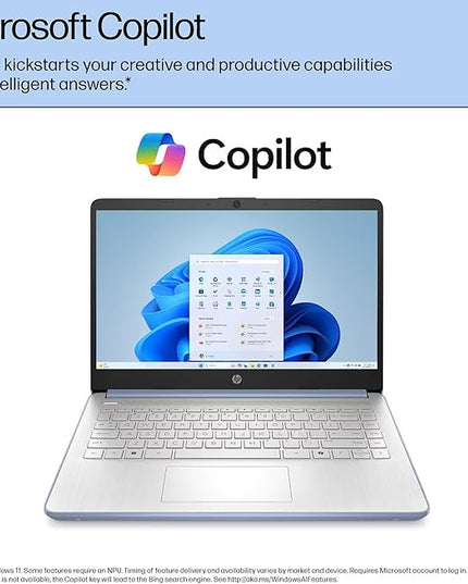 HP 14 Laptop Student Business 2025 Flagship Computer, AI Copilot, 4-Core 13th Gen Intel CPU, 16GB RAM 628GB Storage (128GB UFS+ 500GB Ext), 1-Yr Office 365, Long Battery HubxcelAccessory Win 11S Blue