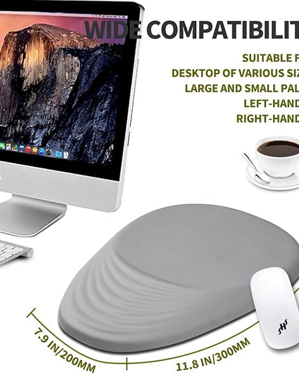 Hokafenle Ergonomic Mouse Pad Wrist Support, Terraced Slope Carpal Tunnel Wrist Pad for Mouse with Unibody Memory Foam, Wrist Rest Pain Relief Mousepad (Silvery White, 11.8x7.9 in)